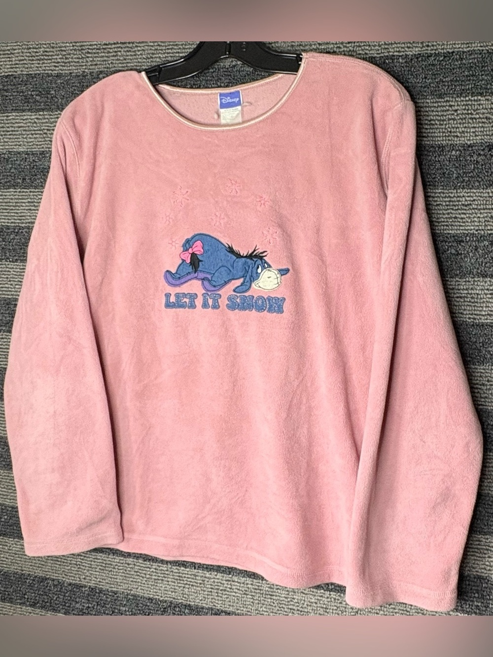 Vintage 90’s Disney Winnie the Pooh Eeyore Pink Pullover Light Fleece Large EUC